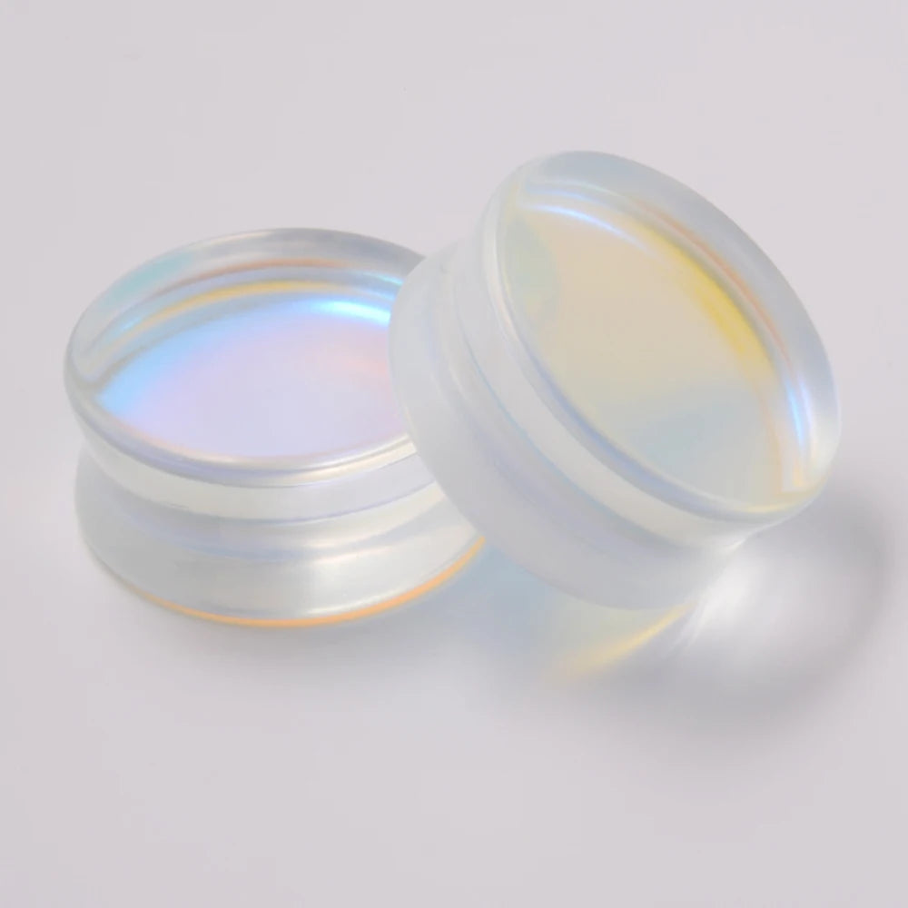 1 Piece Glass Double Flare Solid Ear Plug Expander AB Colorful Flat Ear Gauge Tunnel Body Piercing Jewelry 6mm-25mm