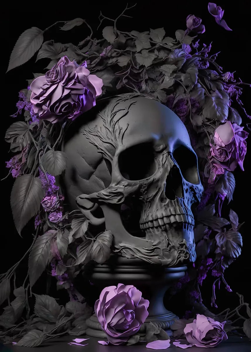 Flower Skull Dark Style Canvas Art Printing Fashion Popular Room Home Decoration Villa Natural Wall Art Printing Decoration Gift