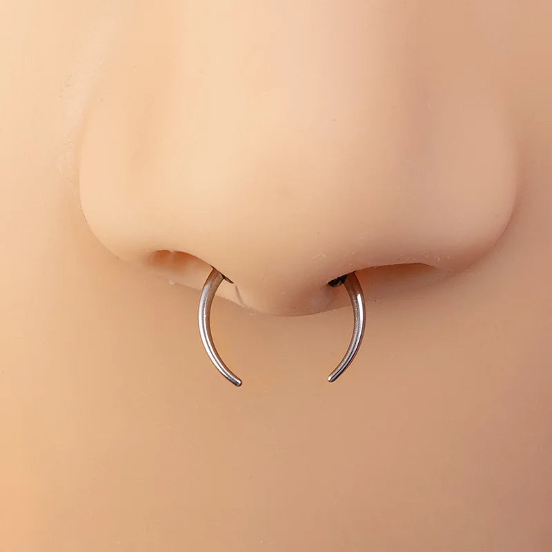 9pcs Hoop Nose Ring Septum Piercing Set Silver Color Surgical Steel Cartilage Earring Tragus Helix Circular BCR Ear Body Jewelry