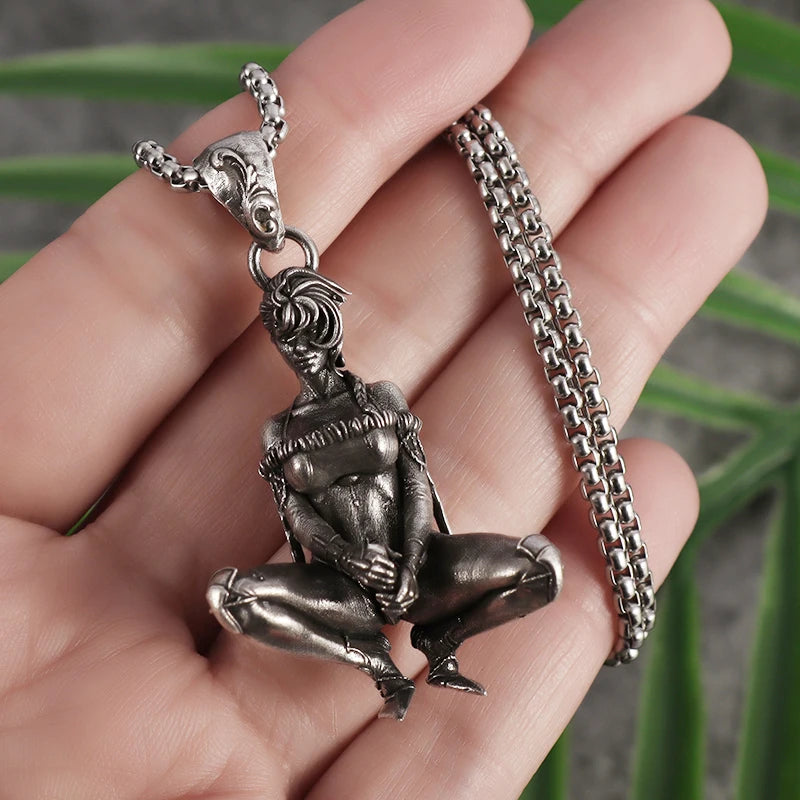 Retro Punk Killer Pendant Necklace for Men and Women Personalized Cool Jewelry Unique Gift for Couples