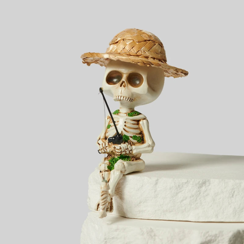 Skeleton Fishing Funny Home Decoration Accessories Creative Gifts Desktop Atmosphere Resin Living Room Decoration Ornaments