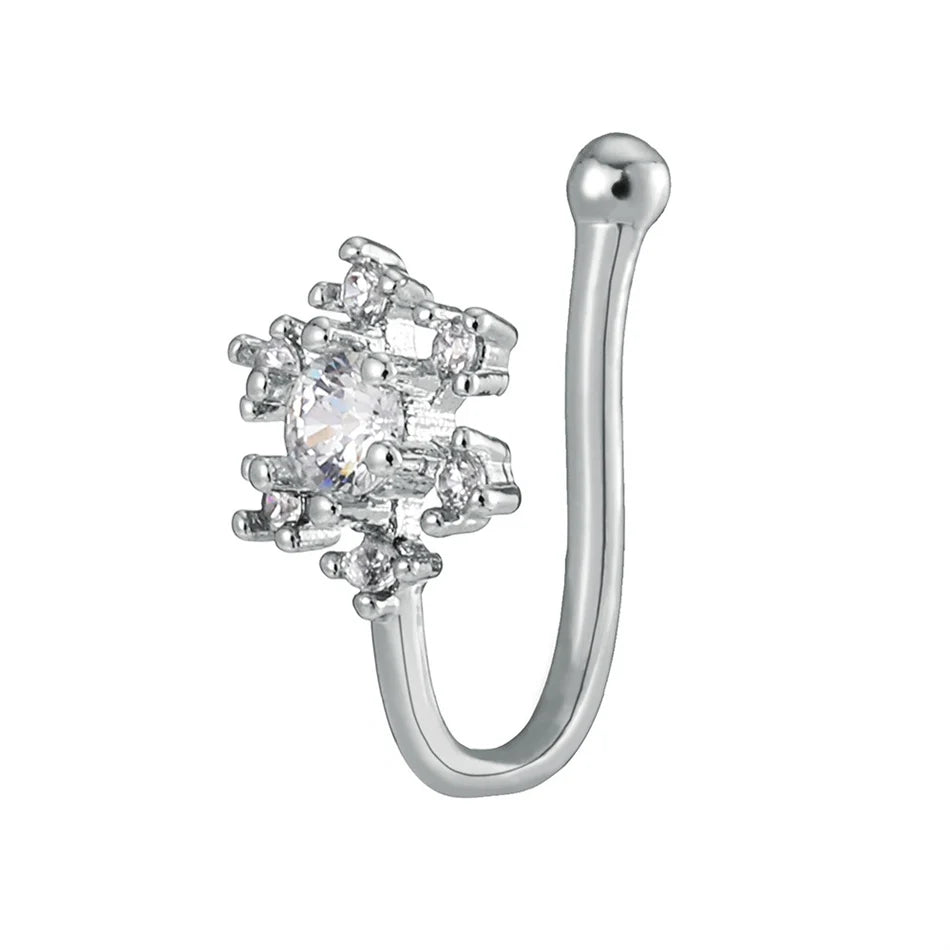 Fake Nose Ring Crystal Ear Cuff False Piercing Body Jewelry for Women Teens Golden Silver Color CZ Zircon Cooper Clip Ornaments