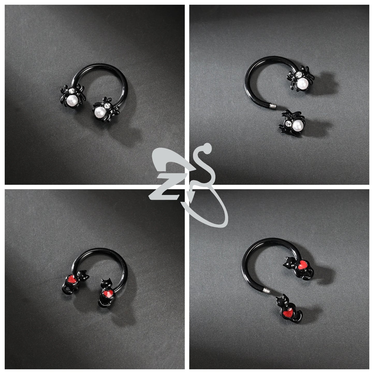 ZS 1 Piece Punk Stainless Steel Nose Ring Men Women Pumpkin Bat Septum Piercings Hallowmas Cartilage Helix Piercing Body Jewelry