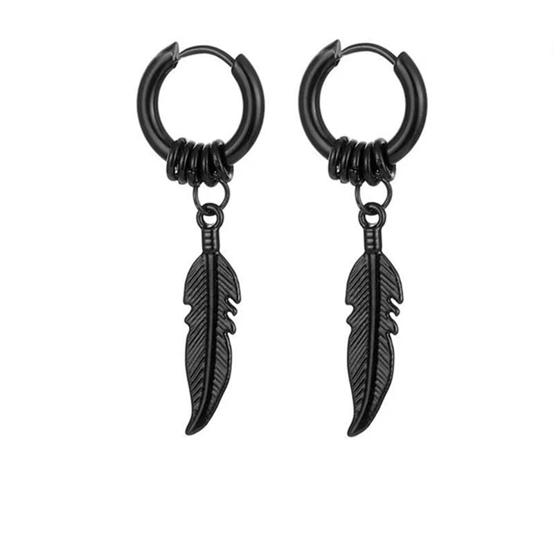 2pc Stainless Steel Cross Hoop Earrings for Men and Women Punk Black Cartilage Earrings Round Street Hip Hop Rock Jewelry Gifts