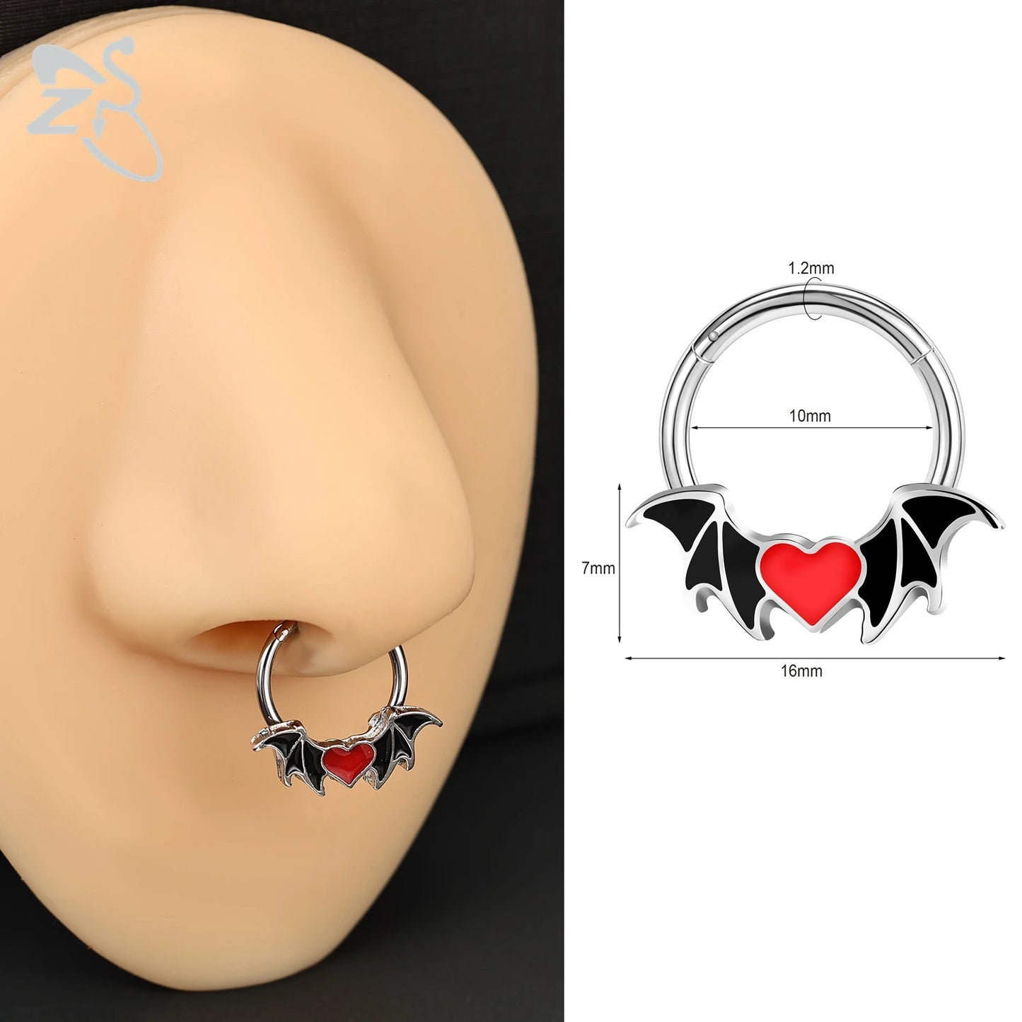 ZS 1 Piece Punk Stainless Steel Nose Ring Men Women Pumpkin Bat Septum Piercings Hallowmas Cartilage Helix Piercing Body Jewelry