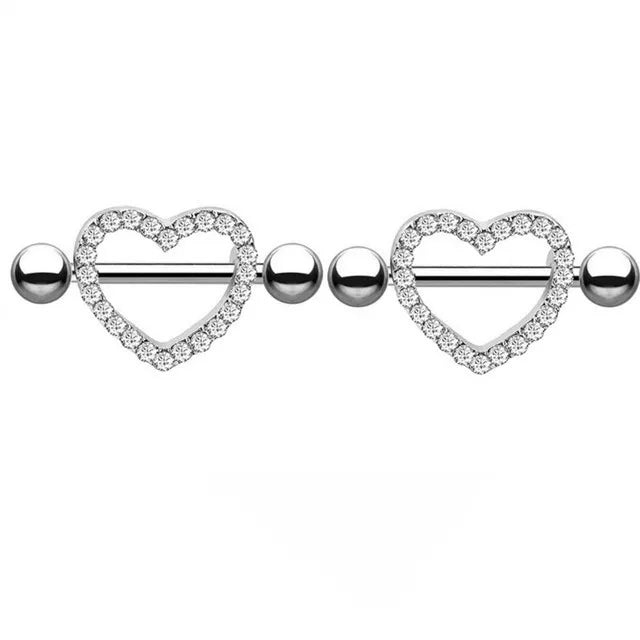Stainless Steel Crown Nipple Piercing Set Heart Nipple Jewelry Bulk Crystal Nipple Ring Lot Piercing Pezon Body Jewelry Pack