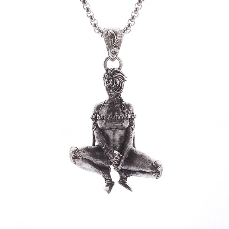 Retro Punk Killer Pendant Necklace for Men and Women Personalized Cool Jewelry Unique Gift for Couples