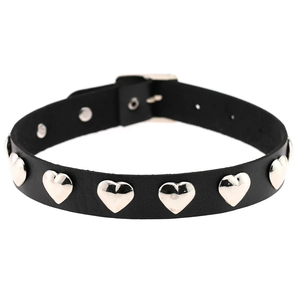 Leather Spiked Choker Punk Collar Women Men Rivets Studded Chocker Chunky Necklace Goth Jewelry Metal Gothic Emo Accessories