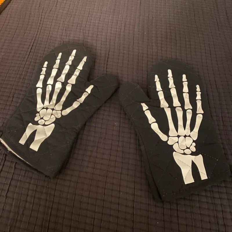 halloween Skeleton Hand Soft Oven Mitt set Housewarming Pot Gift Holder Hostess Dad Room Decoration halloween Party Supplies