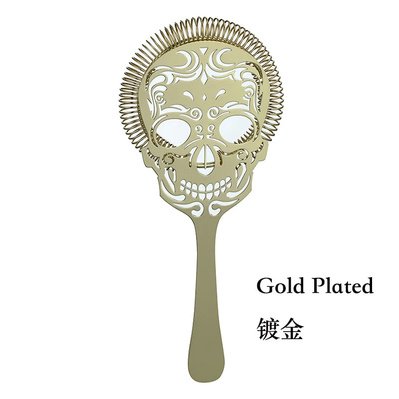 Cocktail Strainer Hawthorne Strainer with Skull Pattern Stainless Steel