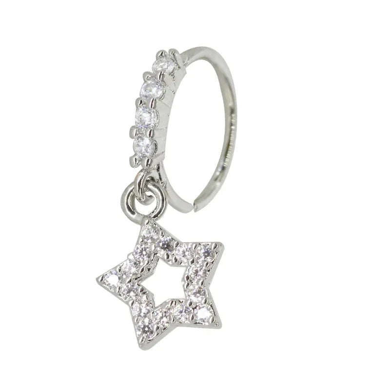 20G Gem Dangle Nose Rings for Women heart dangle Nose Piering Jewelry body jewelry