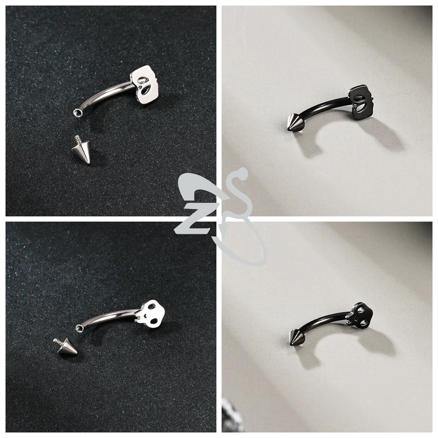 ZS 1 PC Punk 16G Stainelss Steel Eyebrow Piercing Men Pumpkin Ghost Eyebrows Ring Lip Belly Piercings Hallowmas Jewelry 8/10MM