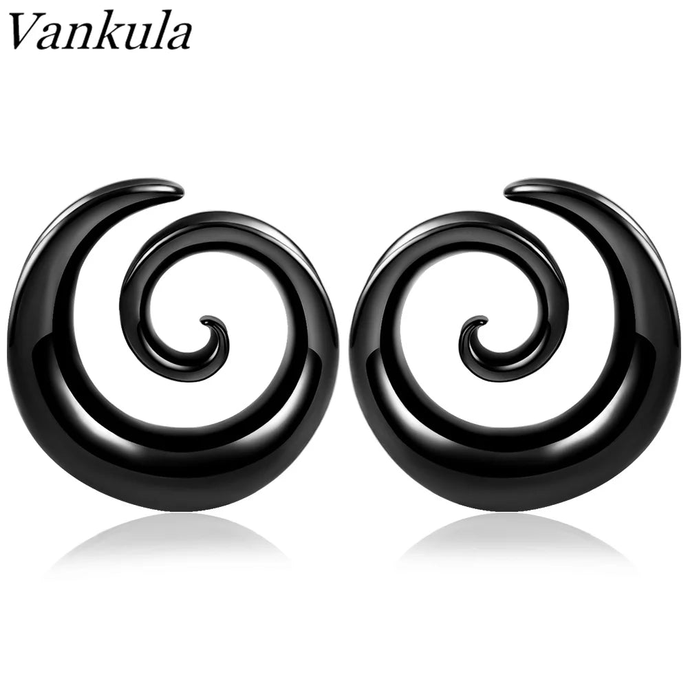 Vankula 2PCS New Round Spiral Saddle Plugs Hangers for Stretched Lobe Ear Tunnels Gauges Plugs Piercing Body Jewelry