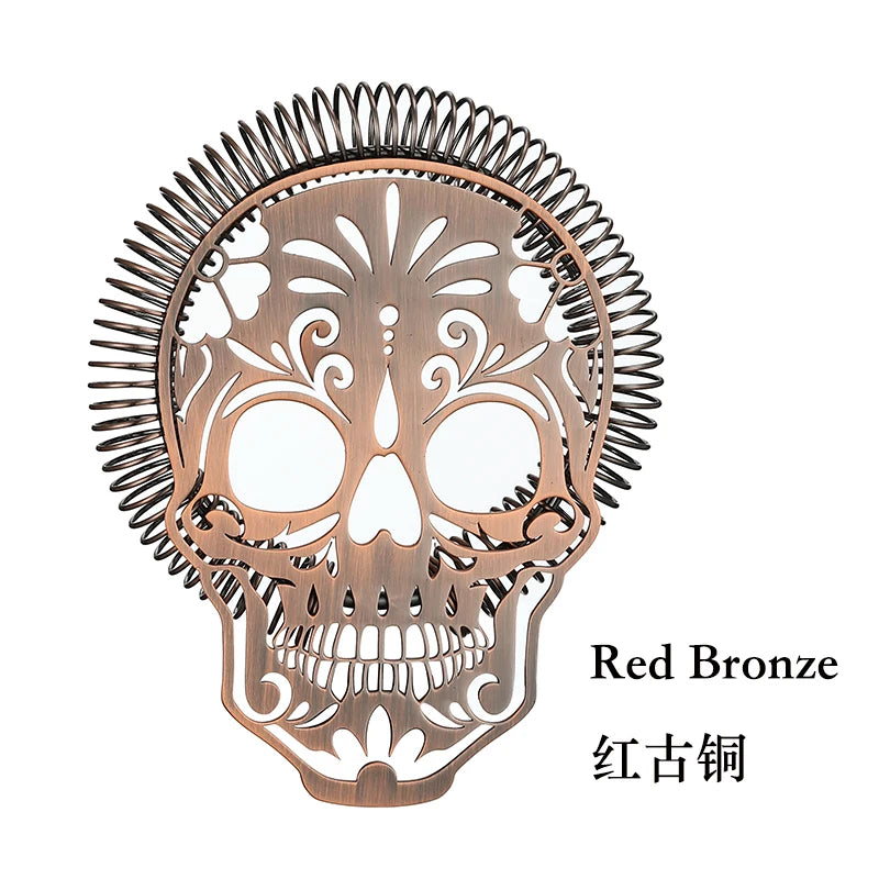 Cocktail Strainer Hawthorne Strainer with Skull Pattern Stainless Steel