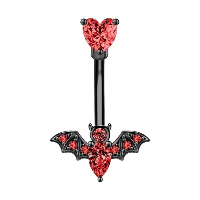 New stainless steel bat belly button ring, personalized snake shaped belly button buckle, fashionable skull piercing accessory