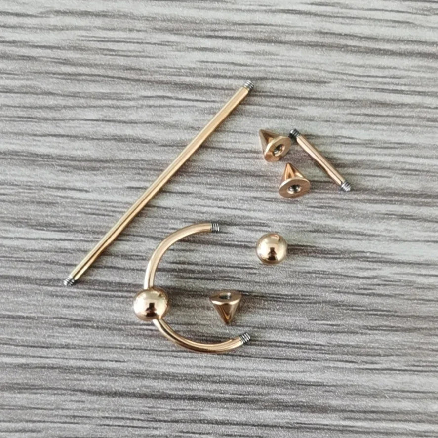 JHJT 1PC 14G Industrial Barbell Piercing Fork Shape Surgical Steel Bar Cartilage Earring Helix industrial Piercing  Jewelry