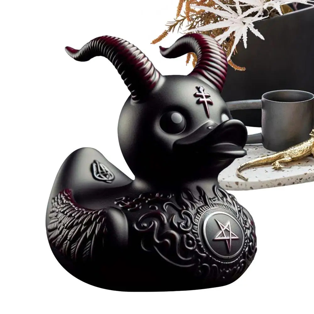 Duck Statue Indoor Gothic Sculpture Punk Animal Figurine Resin Statues Desk Decor Collectible Figurines Satan Duck Decoration
