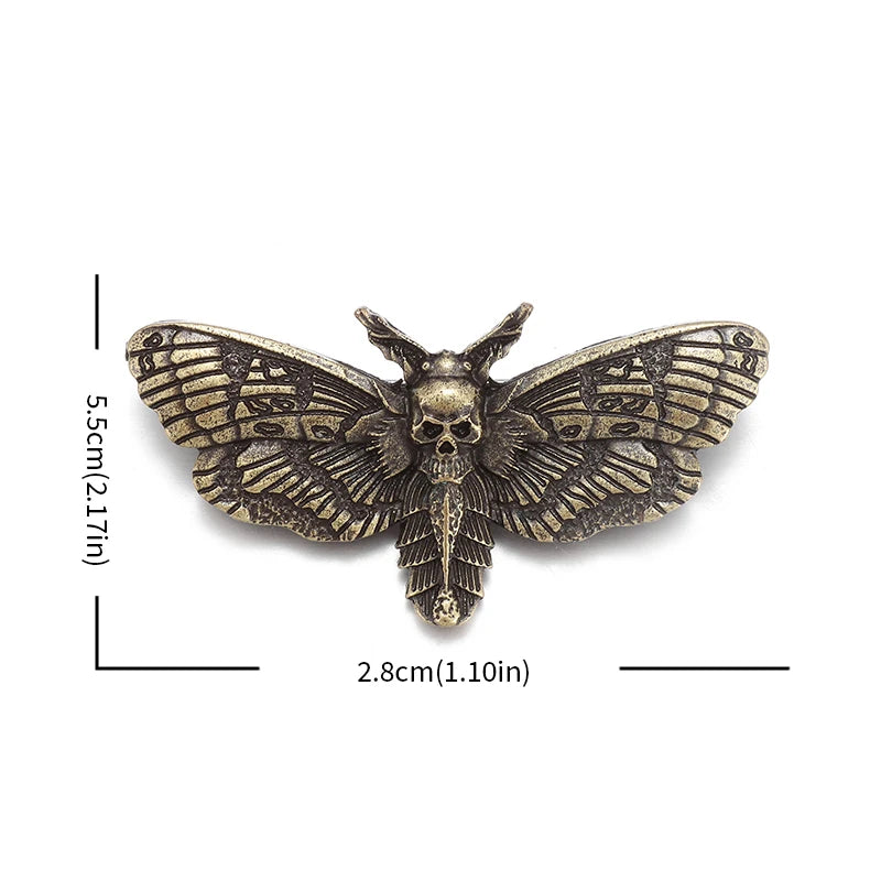 Vintage Gothic Death Skull Moth Brooch for Men Clothing Pin Fashion Hip Hop Rock Accessory Gift