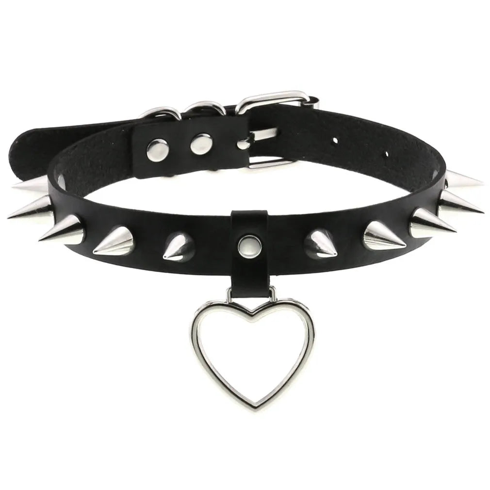 Leather Spiked Choker Punk Collar Women Men Rivets Studded Chocker Chunky Necklace Goth Jewelry Metal Gothic Emo Accessories
