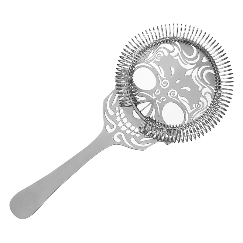 Cocktail Strainer Hawthorne Strainer with Skull Pattern Stainless Steel