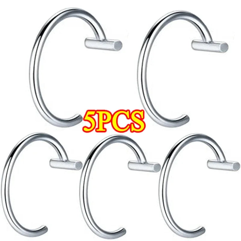 5PCS Punk Lips Rings Medical Titanium Steel Nose Ring Fake Nose Ring Septum Piercing Clip on Mouth Ring Fake Piercing Body Clip