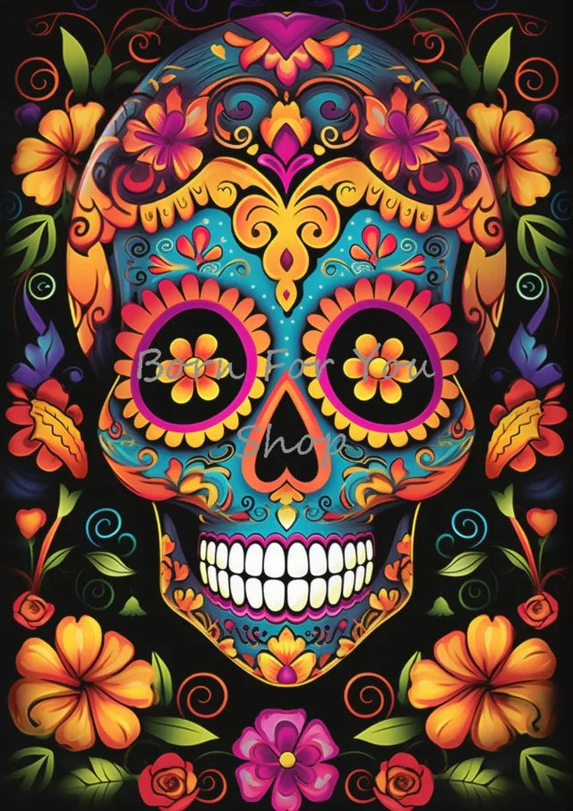 Floral Skulls Portrait Gothic Posters and Prints