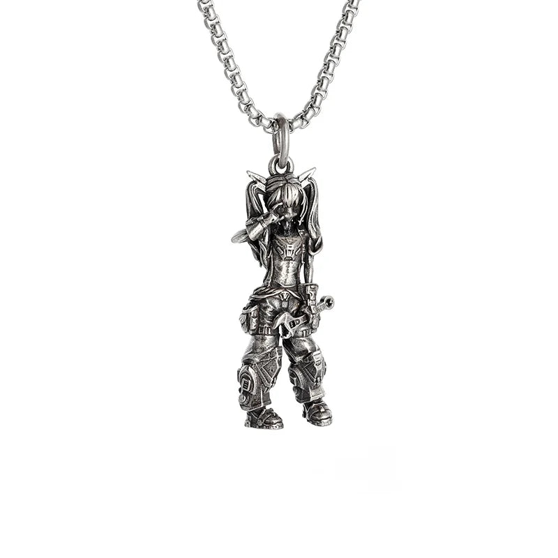 Fashion silver color guardian angel pendant necklace men and women personality angel wings prayer pendant necklace couple gift