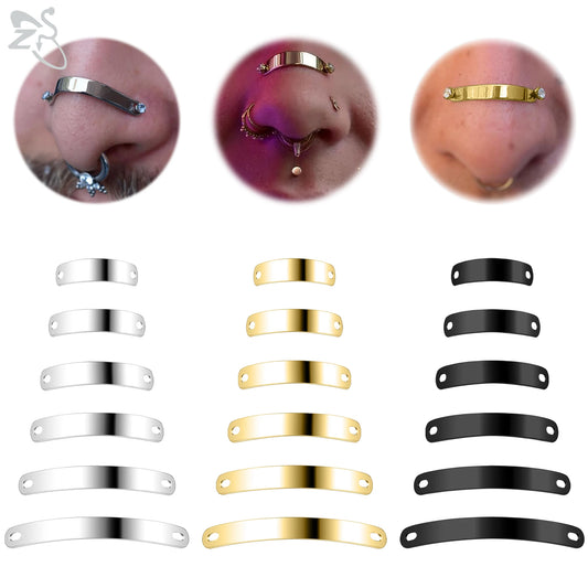 ZS 1 Set 24/30/35/40/45/50MM Stainelss Steel Nose Piercing For Men Women Punk Adjustable Nostril Bridge Piercings Body Jewelry