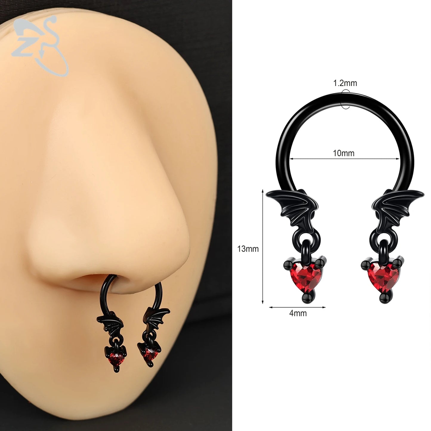 ZS 1 Piece Punk Stainless Steel Nose Ring Men Women Pumpkin Bat Septum Piercings Hallowmas Cartilage Helix Piercing Body Jewelry