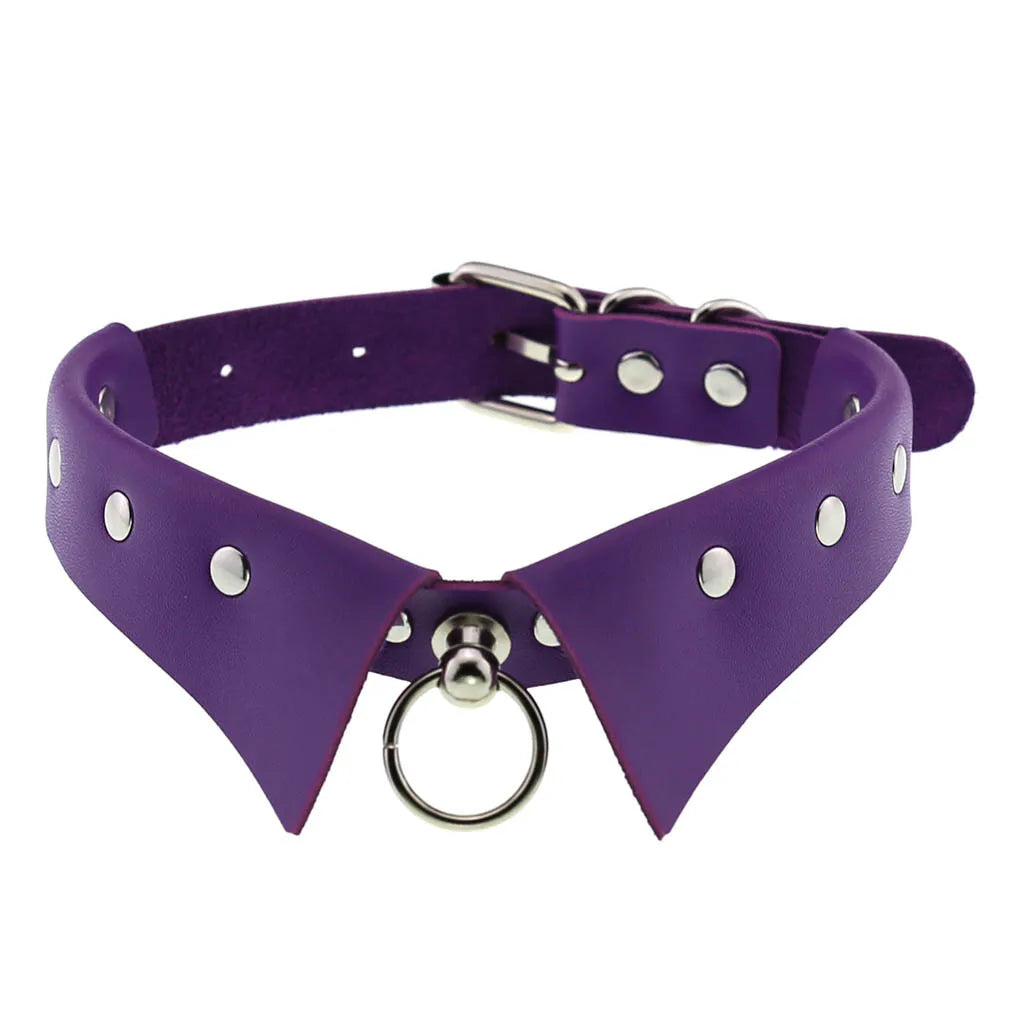 DIEZI Vintage Purple PU Leather Choker Necklace For Women Men Gift  Punk Gothic Statement Collar Pendant Necklace New Jewelry