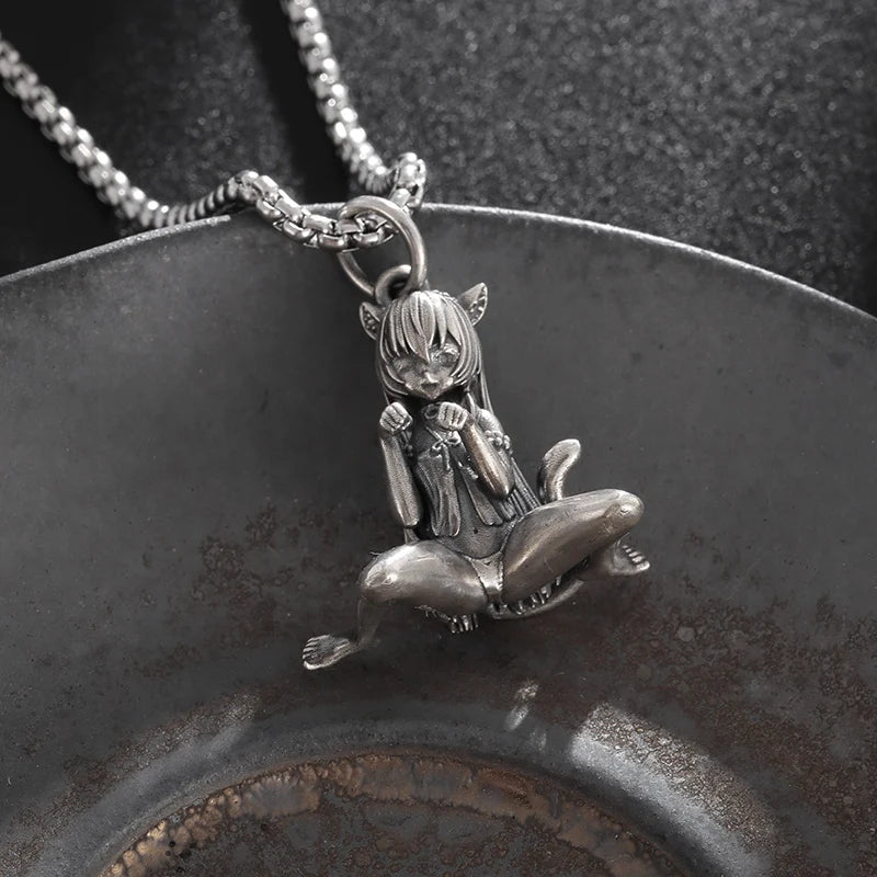 Fashion Cartoon Cute and Well-Behaved Cat Ears Goddess Necklace Ladies Pendant Anime Maid Cosplay Jewelry Gift for Girls