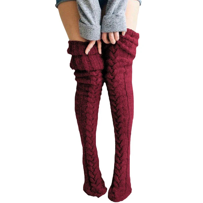 Cute Long Socks Lolita Leg Warmer Knitted Woollen Foot Warmer Stockings Autumn Winter Woman Knee-High Socks Leisure Loose Socks