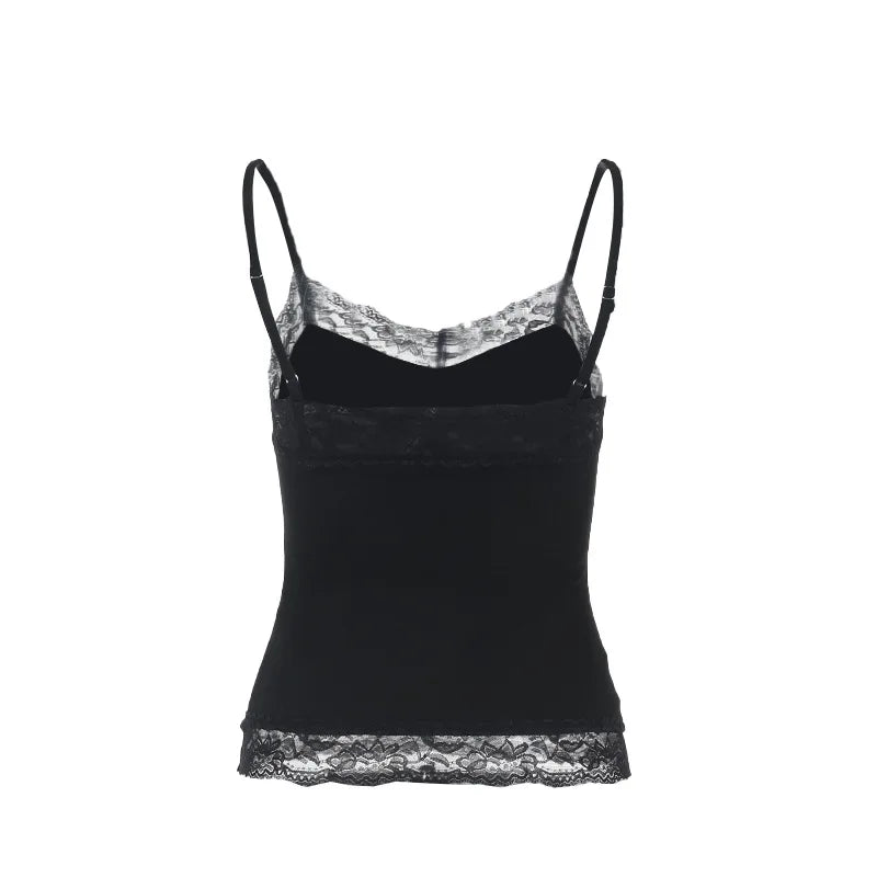 AltGoth Mall Gothic Skull Printed Camisole Women Vintage Streetwear Y2k E-girl Harajuku Cyber Punk Lace Patchwork Crop Tank Tops
