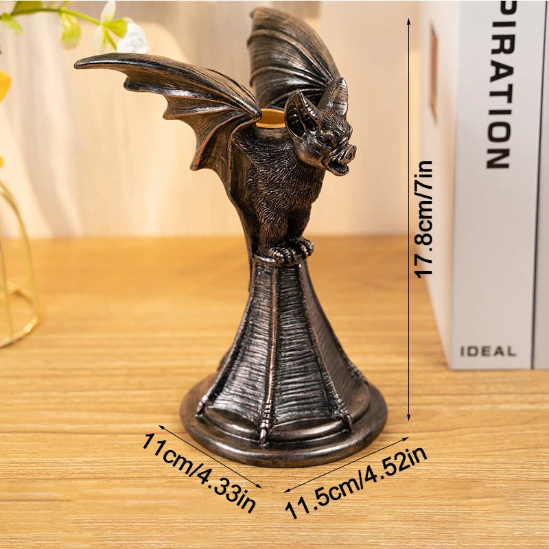 Retro Gothic Animal Candle Holder Black Bat Wolf Leopard Crow Cat Halloween Fun Atmosphere Home Decoration Accessories