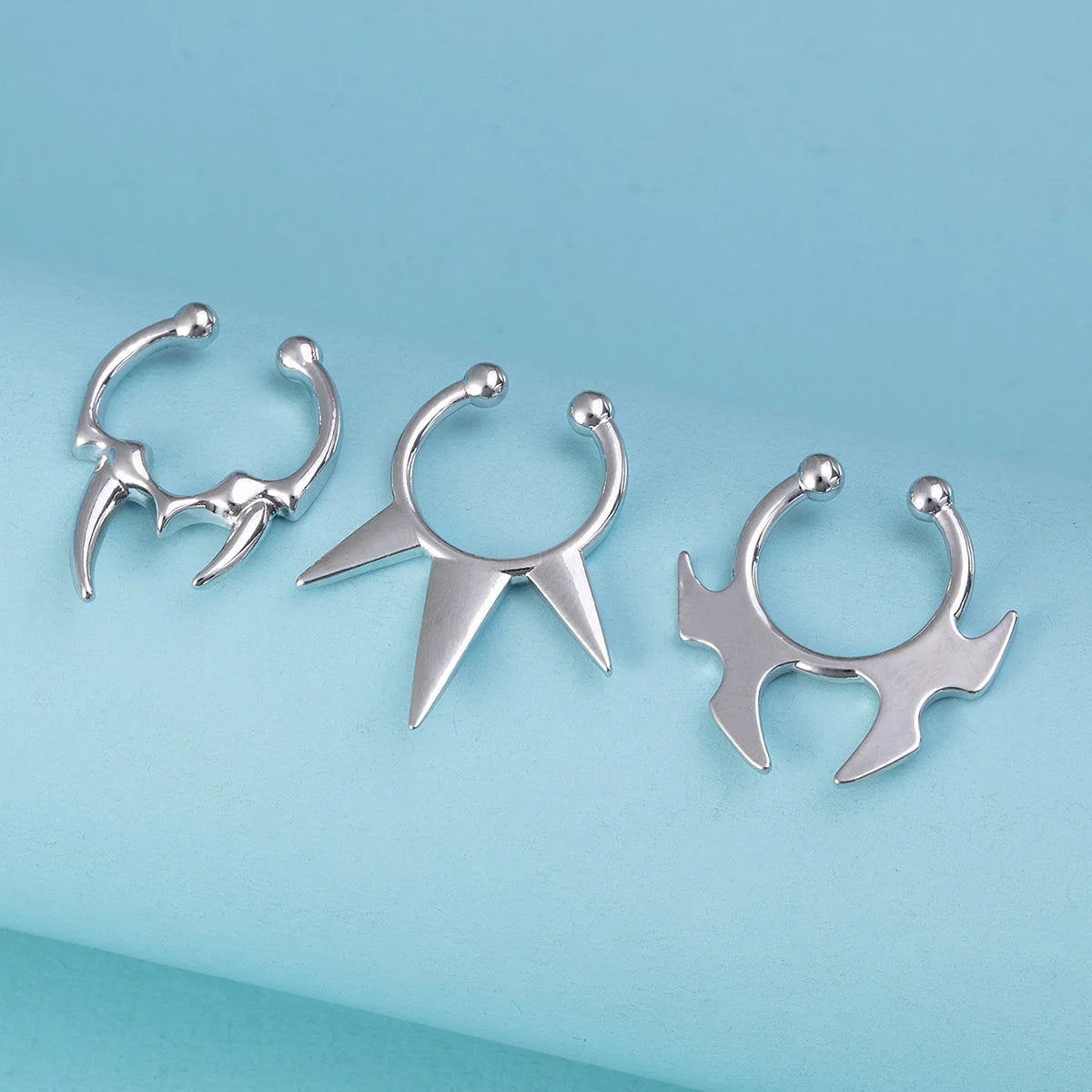 1-3pcs Fake Clip on Nose Rings Hoop Septum Non Piercing Nose Cuff Stainless Steel Horseshoe Punk for Men Women Body Jewelry