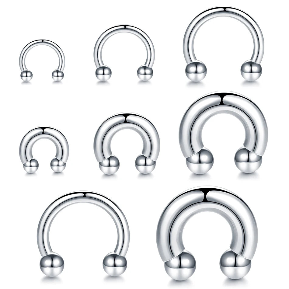1Pc/lot Steel Big Large Size Horseshoe Ring Nose Piercing Ear Expander BCR Hoop Earring Septum 12-00G Male Intimate Body Jewelry