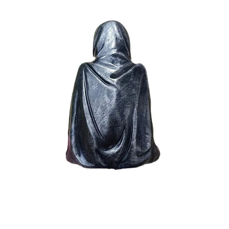 Black Clothes Mysterious Master Ornament Horror Black Robed Night Walker Gothic Sitting Resin Craft Ornament Desktop Decoration