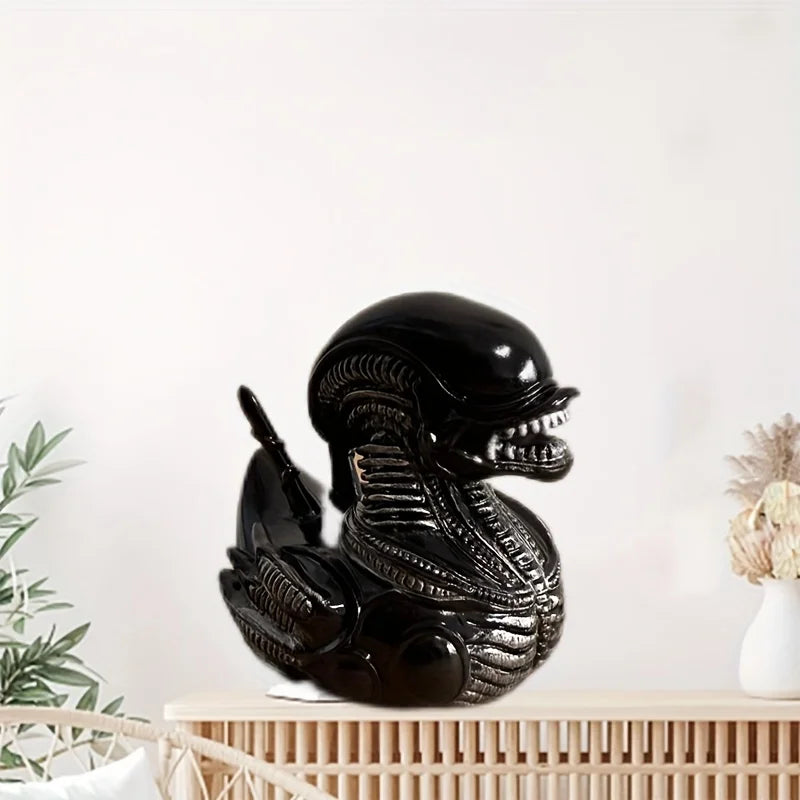 Alien Duck Resin Statue，Evil Alien Duck Ornament ，Resin Car Dashboard & Desk Decor, Funny Gift Idea