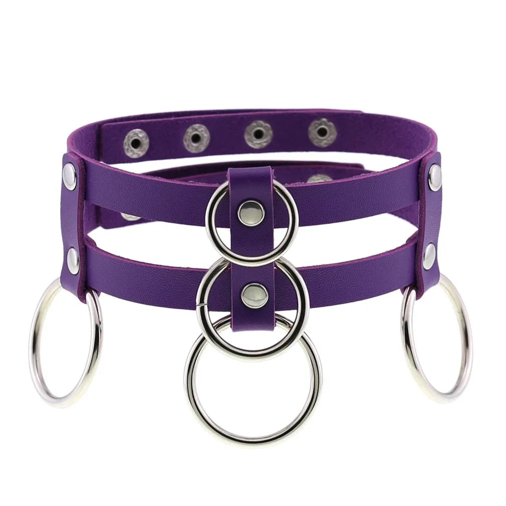 DIEZI Vintage Purple PU Leather Choker Necklace For Women Men Gift  Punk Gothic Statement Collar Pendant Necklace New Jewelry