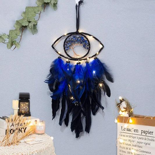 Evil Eye Dream Catcher For Bedroom With Lights Wall Hanging Dream Catchers Witch Dark Decor Gothic Wall Dreamcatchers Craft Gift