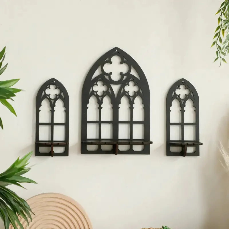 Wooden Crystal Display Stand Bohemian Hand Stand Gothic Style Wooden Hanging Bracket Wall Storage Holders Decorative Shelves
