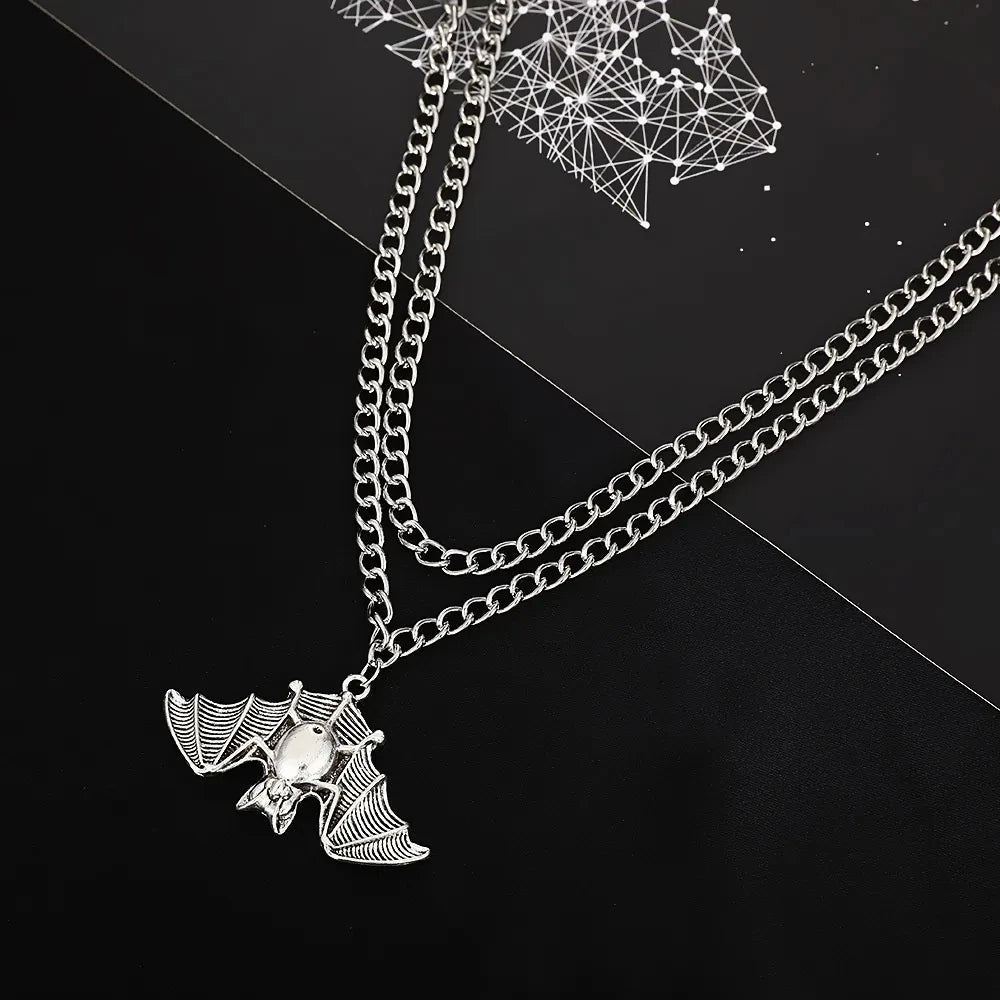 Gothic Bat Necklace for Women Men Punk Hip Hop Rock Vintage Metal Pendant Necklace Party Halloween Jewelry Gifts Cool Thing 2023