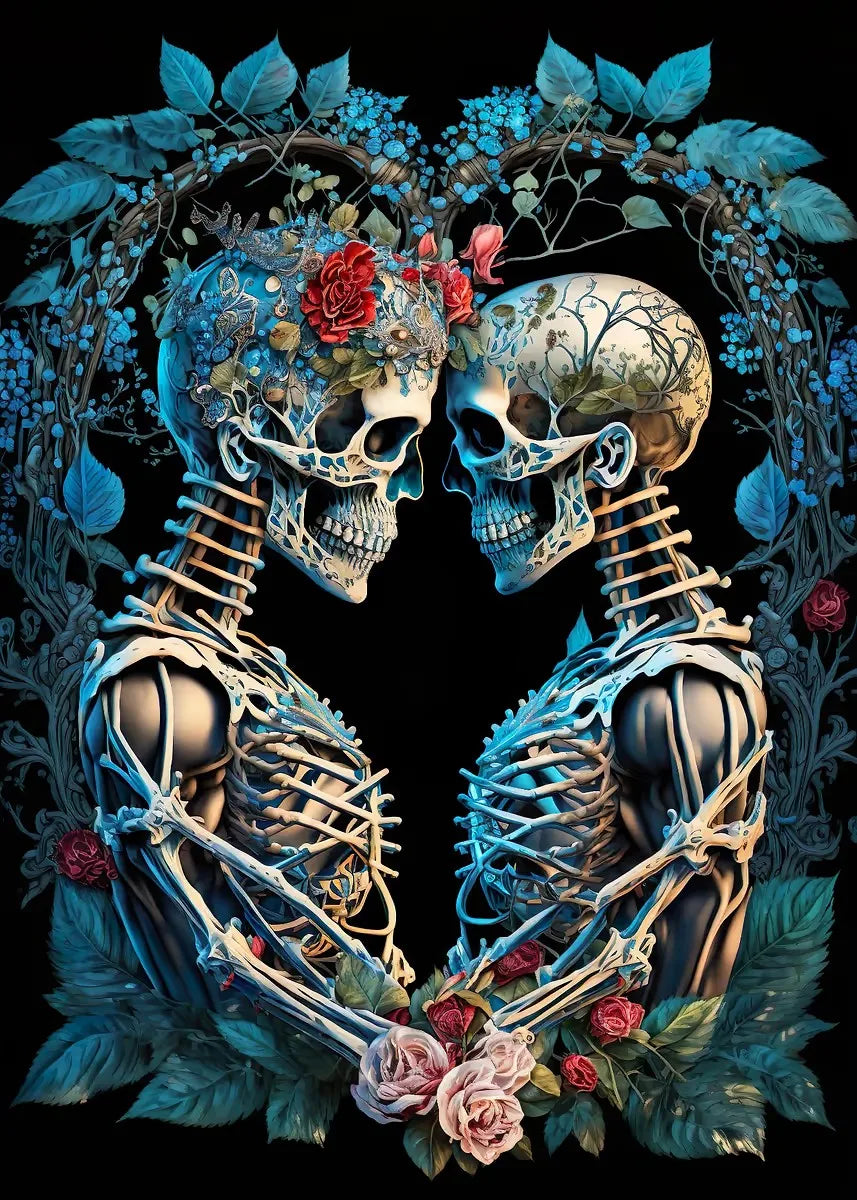 Flower Skull Dark Style Canvas Art Printing Fashion Popular Room Home Decoration Villa Natural Wall Art Printing Decoration Gift