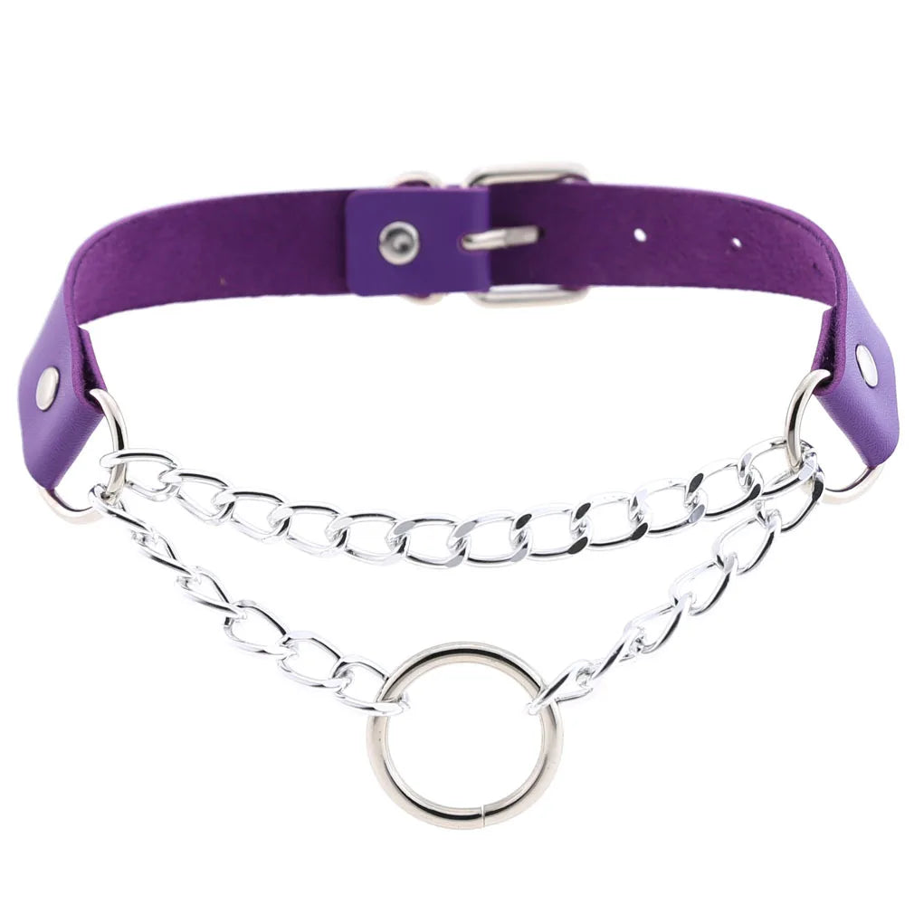DIEZI Vintage Purple PU Leather Choker Necklace For Women Men Gift  Punk Gothic Statement Collar Pendant Necklace New Jewelry