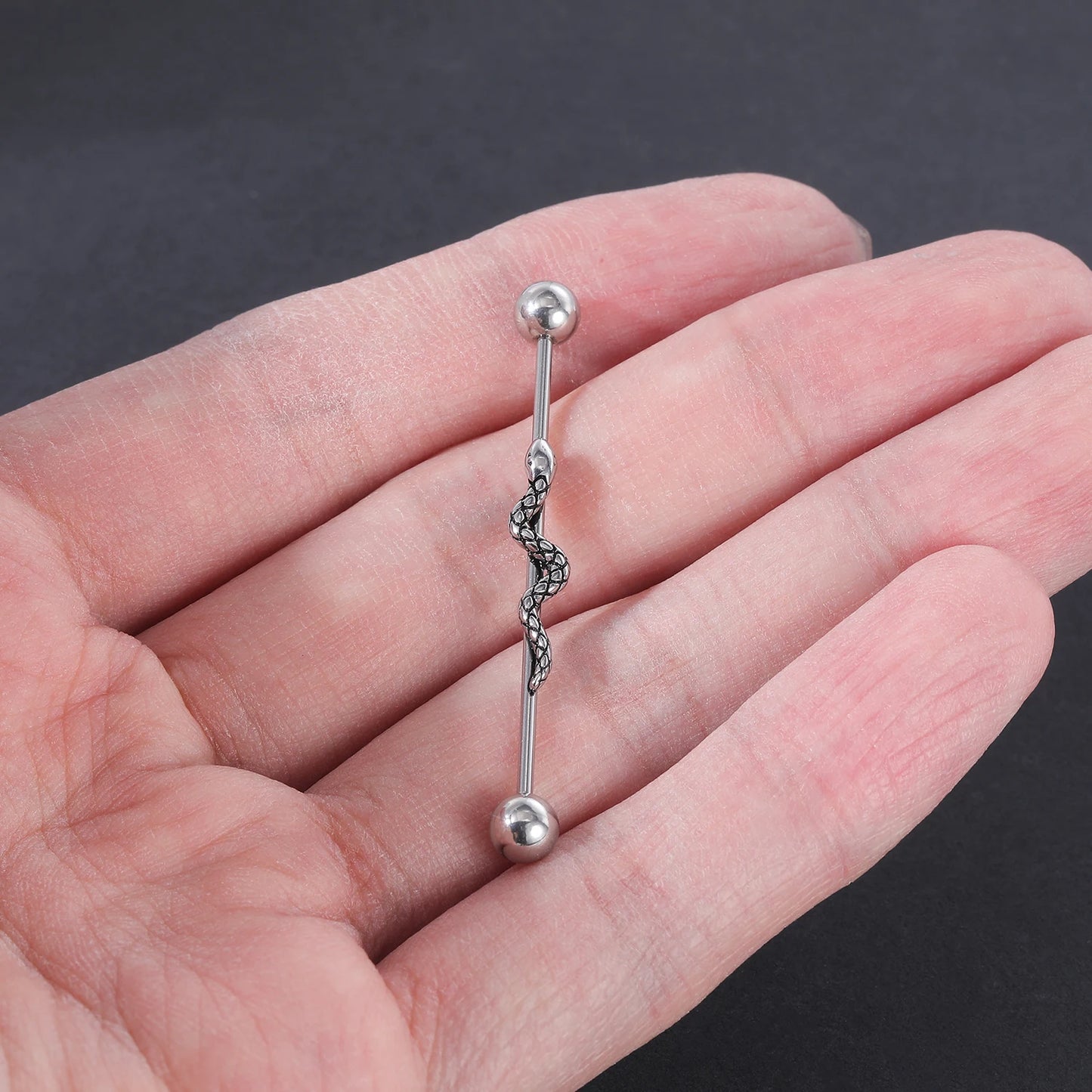 AOEDEJ Industrial Piercing Earring Women Stainless Steel Helix Ear Piercing Dragon Snake Long Earring Jewelry Barbell Earring