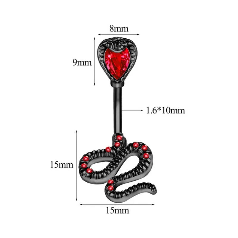 New stainless steel bat belly button ring, personalized snake shaped belly button buckle, fashionable skull piercing accessory