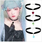 New Sexy Harajuku PU Leather Chain Heart Pendant Necklaces Women Men Punk Neck Gothic Black Pink Choker Necklace Cool Collar