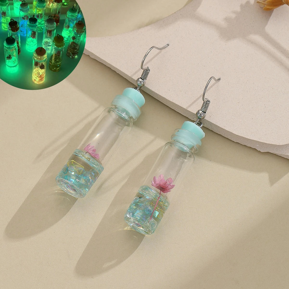Ghost in Bottle Earrings Glow in the Dark Ghost Dangle Earrings Luminous Halloween Jewelry for Women and Girl