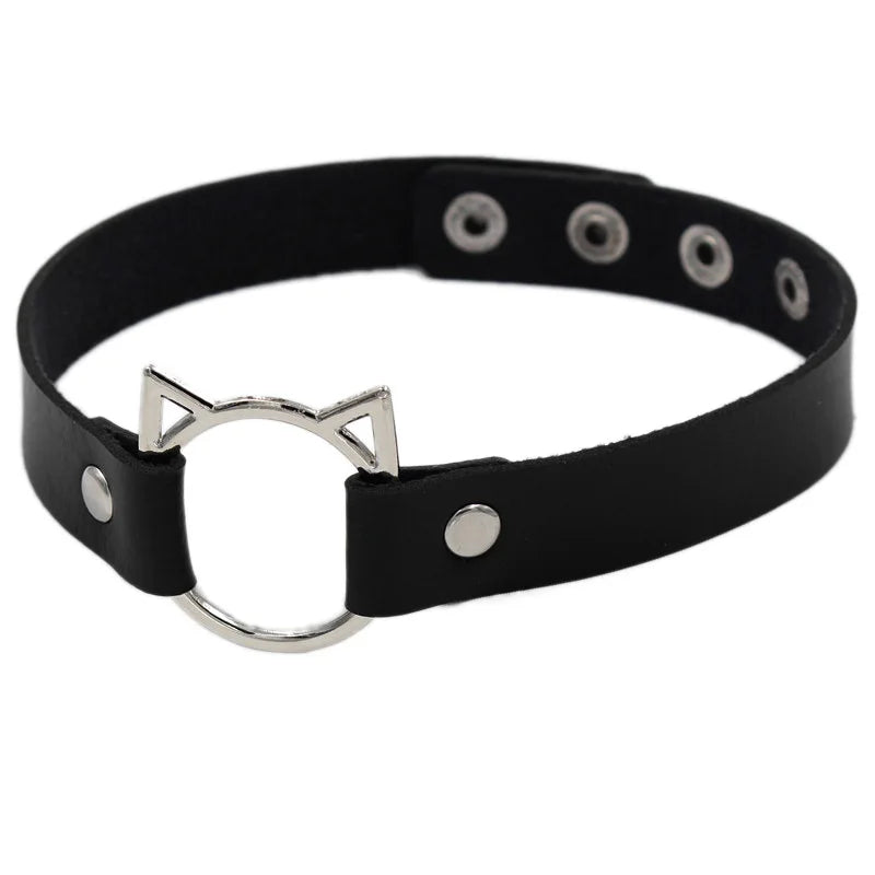 New Sexy Harajuku PU Leather Chain Heart Pendant Necklaces Women Men Punk Neck Gothic Black Pink Choker Necklace Cool Collar
