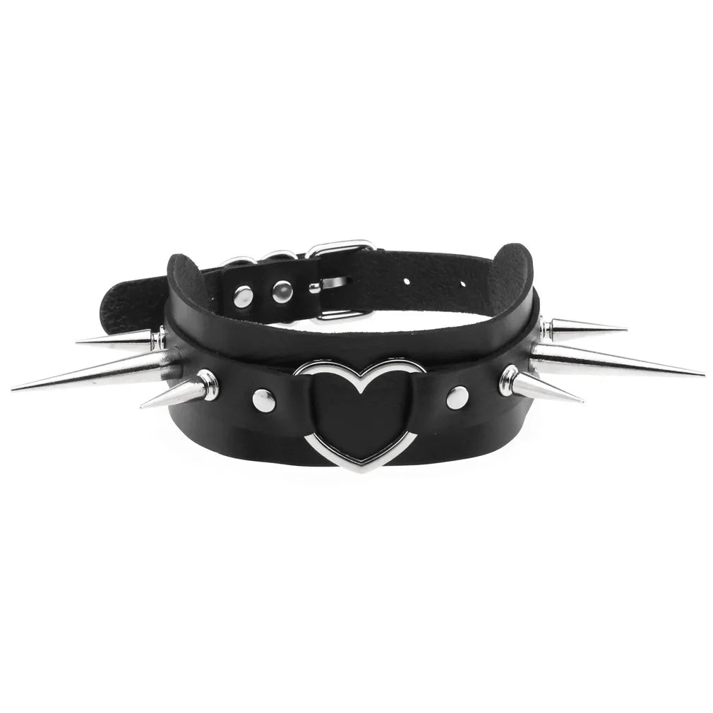 Leather Spiked Choker Punk Collar Women Men Rivets Studded Chocker Chunky Necklace Goth Jewelry Metal Gothic Emo Accessories